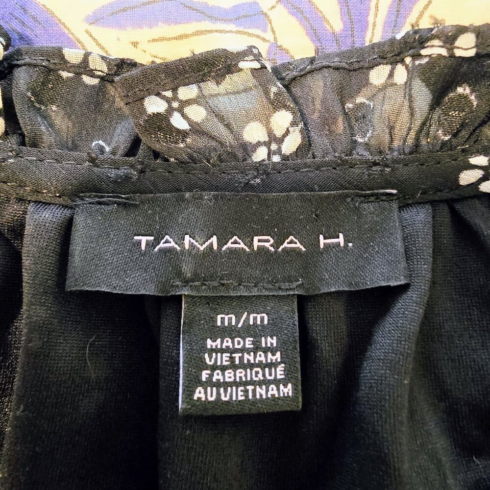 Tamara H. Floral Black Women's Top Size M - Picture 8 of 10